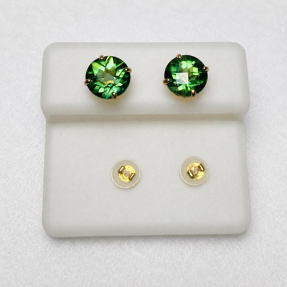 Emerald Envy Stud Earring 8mm 14kt Yellow Gold